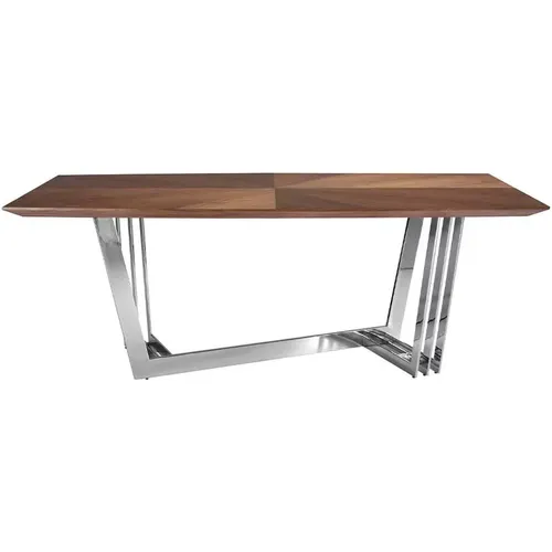 Table de salle à manger en bois et acier chromé - Angel Cerdà - Modalova