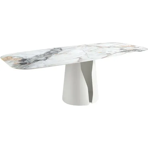 Table à manger baril ovale marbre porcelaine - Angel Cerdà - Modalova