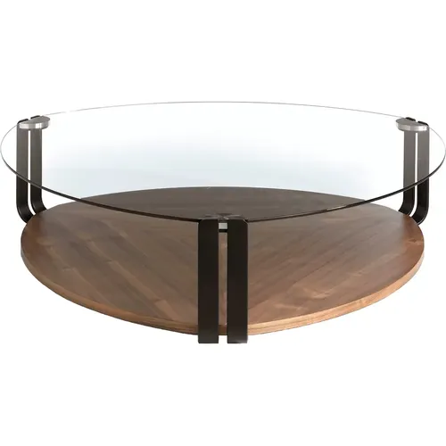 Table basse en bois de noyer et verre - Angel Cerdà - Modalova
