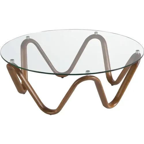Table basse ronde en verre trempé et noyer - Angel Cerdà - Modalova