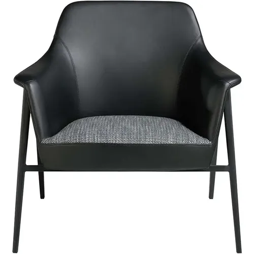 Fauteuil en tissu et croûte de cuir - Angel Cerdà - Modalova