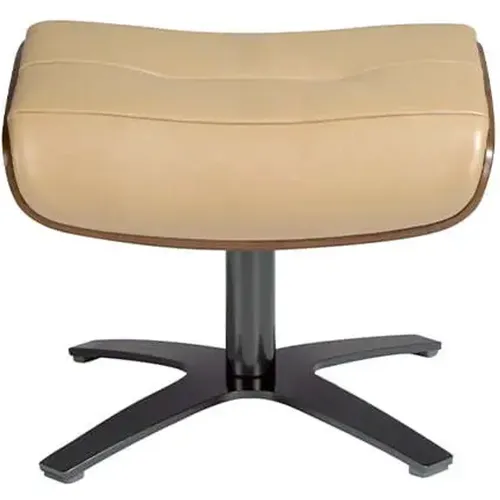 Pouf pivotant en cuir et bois - Angel Cerdà - Modalova