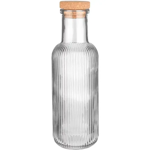 Bouteille en verre avec relief munie d'un bouchon en liège - Estia Home Art - Modalova