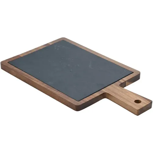 Plateau de table en ardoise avec base en bois Acacia - Estia Home Art - Modalova