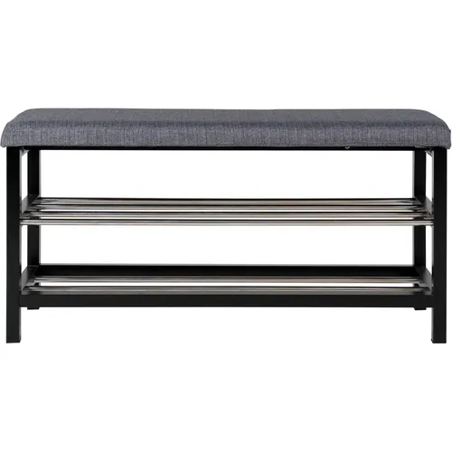 Banc avec coussin et 2 étagères pieds noirs Padova - House Nordic - Modalova