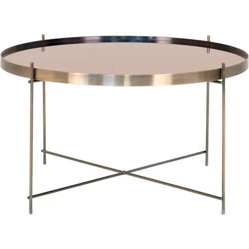 Table basse en acier couleur laiton avec verre Venezia - House Nordic - Modalova