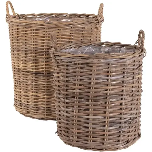 Panier de rangement en rotin kubu, avec poignées et intérieur en Indo (x2) - House Nordic - Modalova