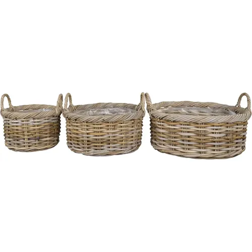 Panier de rangement en kubu, avec intérieur en plastique Kuta (x3) - House Nordic - Modalova
