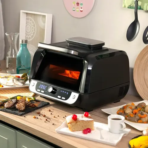 Friteuse à air avec gril accessoires et livre de recette acier Fryinn 12-in-1 6000 - InnovaGoods - Modalova