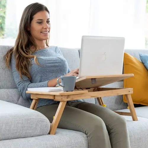 Table pliante d'appoint en bambou Lapwood - InnovaGoods - Modalova
