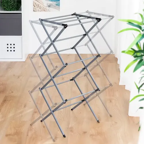 Séchoir à linge métallique pliable et extensible avec 3 hauteurs et 11 barres Cloxy - InnovaGoods - Modalova