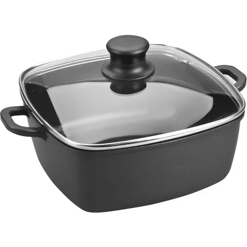 Casserole carré en aluminium fondu avec couvercle verre fondu Titanium Pro - Lacor - Modalova