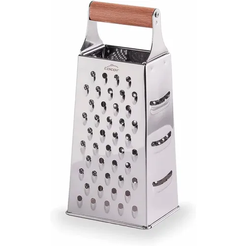 Râpe à 4 faces en acier inoxydable manche bois 11x8,5x24,5 cm - Lacor - Modalova