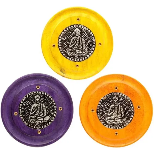 Porte-encens attrape-cendre rond bois de manguier - Puckator - Modalova