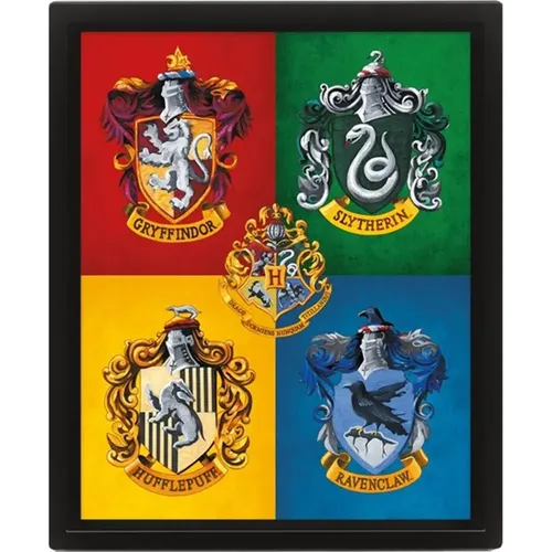 Cadre 3D lenticulaire Harry Potter Colourful Crests - Pyramid - Modalova