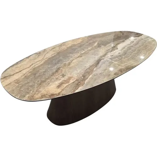 Table de salle à manger danoise en céramique onyx Walnut Veneer - Pole To Pole - Modalova