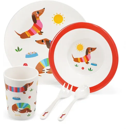 Assiette en mélamine enfant Sunny Sausage Dog (x5) - Rex London - Modalova