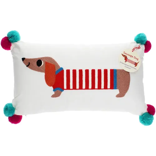 Coussin brodé à pompons Sausage Dog - Rex London - Modalova