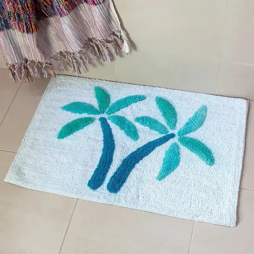 Tapis de bain en coton tufté Palmiers - Rex London - Modalova