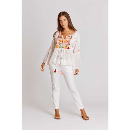 Blouse unie brodée CALENZANA - DERHY - Modalova