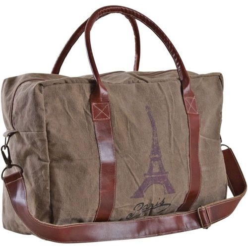 Sac de voyage en coton et cuir Tour Eiffel - AUBRY GASPARD - Modalova