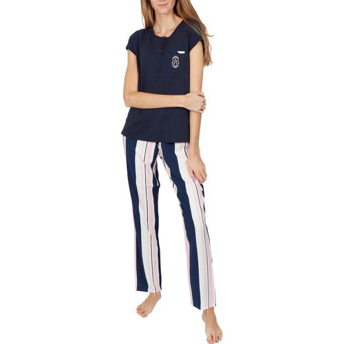 Tenue d'intérieur pyjama pantalon t-shirt Summer Stripes marine - ADMAS - Modalova