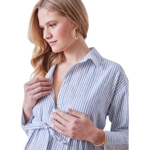 Chemise liquette grossesse et allaitement popeline rayée - VERTBAUDET - Modalova