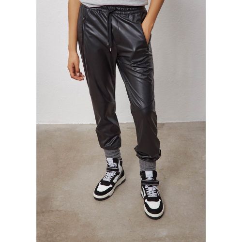 Pantalon simili cuir coupe jogging élastiqué en bas - IKKS - Modalova