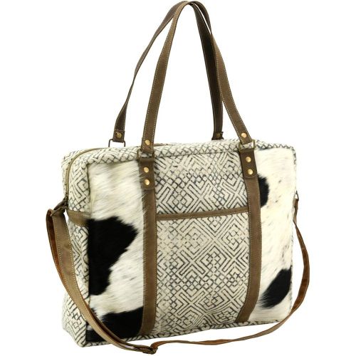 Besace en coton et peau de vache - AUBRY GASPARD - Modalova