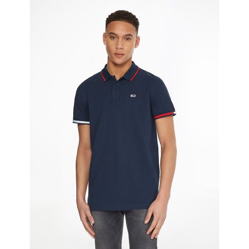 Polo droit maille piquée Flag Cuffs - Tommy Jeans - Modalova