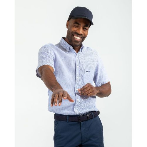 Chemise en lin rayures verticales manches courtes - MISE AU GREEN - Modalova