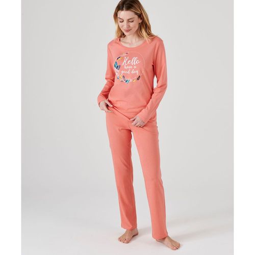 T-shirt de pyjama maille jersey coton peigné, manches longues - DAMART - Modalova
