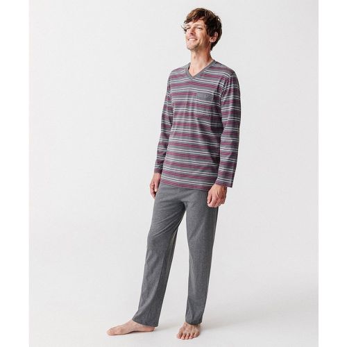 Pyjama chiné rayé jersey pur coton - DAMART - Modalova