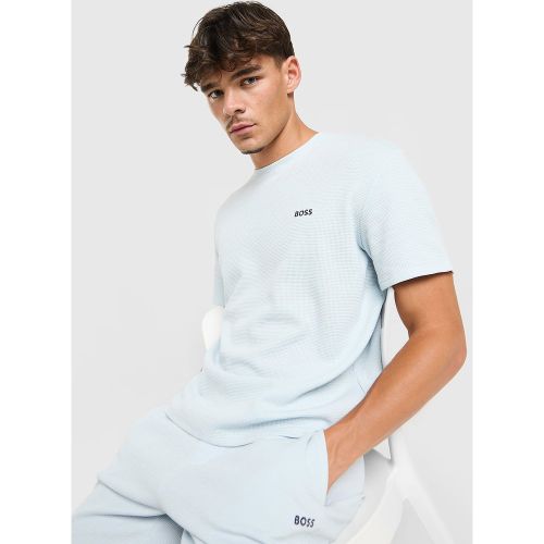 BOSS T-shirt Waffle - Bleu, Bleu - Boss - Modalova