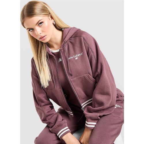 Sweat à capuche zippé côtelé - - New Balance - Modalova