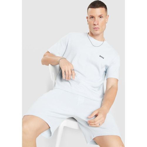 BOSS T-shirt Waffle - Bleu, Bleu - Boss - Modalova