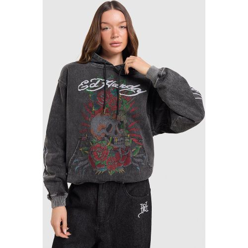 Skull Overhead Denim Hoodie - - Ed Hardy - Modalova