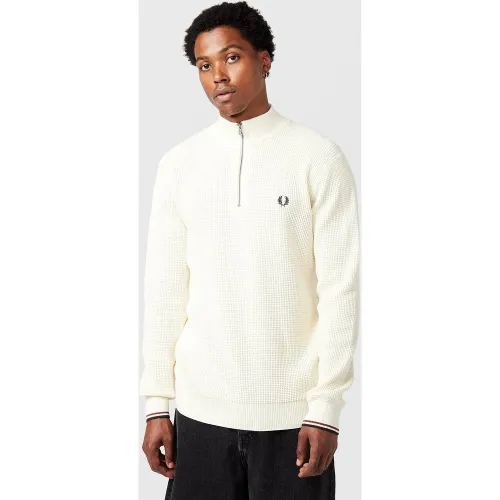 Pull à col rond 1/4 Zip Waffle Stitch - Fred Perry - Modalova