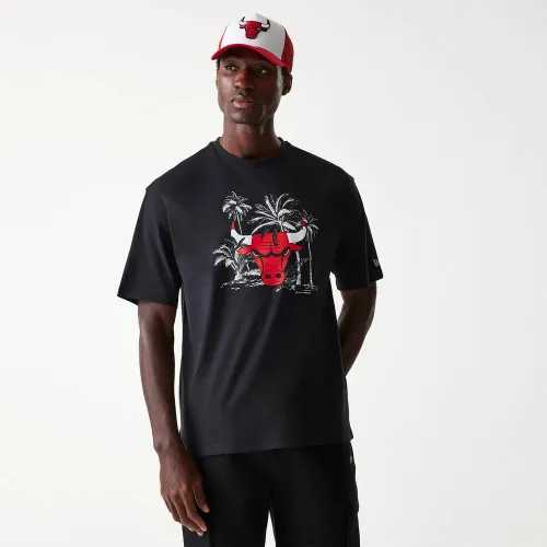 T-shirt Oversize Chicago Bulls NBA Palm Tree Noir unisex - New Era Cap - Modalova