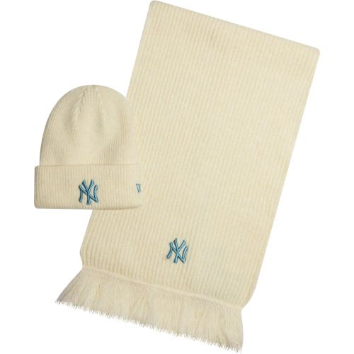Ensemble bonnet et écharpe écru MLB New York Yankees unisex - New Era Cap - Modalova