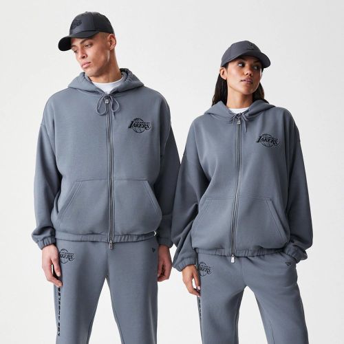 Veste à capuche Oversize LA Lakers NBA Linear Gris foncé unisex - New Era Cap - Modalova