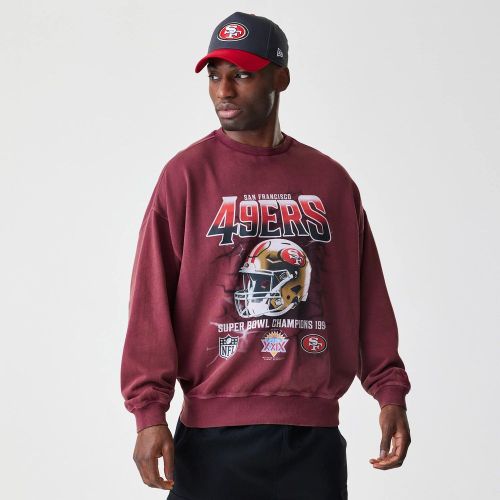 Pull Oversize Délavé San Francisco 49ers NFL Rouge foncé unisex - New Era Cap - Modalova