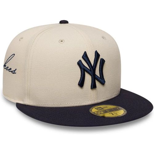 Casquette 59FIFTY Fitted Script Côté New York Yankees MLB Crème unisex - New Era Cap - Modalova