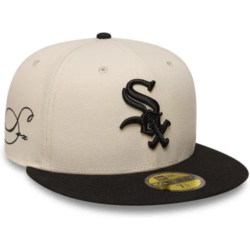 Casquette 59FIFTY Fitted Script Côté Chicago White Sox MLB Crème unisex - New Era Cap - Modalova