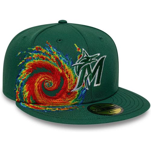 Casquette 59FIFTY Fitted Storm Pattern Miami Marlins MLB Vert Foncé unisex - New Era Cap - Modalova