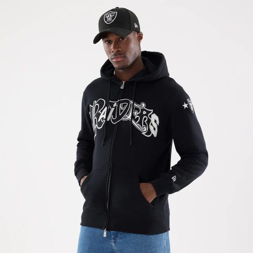 Veste à Capuche à Double Zip Word Art Las Vegas Raiders NFL Noir unisex - New Era Cap - Modalova