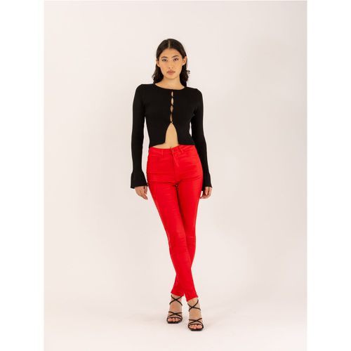 Pantalon skinny taille haute à bouton effet cuir | Couleur: | Taille: XS - Naumy - Modalova