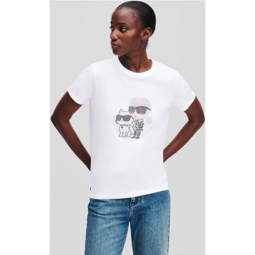 T-shirt À Strass Ikon Karl & Choupette, , , Taille: Xs - Karl Lagerfeld - Modalova