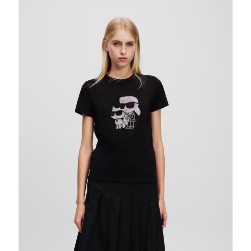 T-shirt À Strass Ikon Karl & Choupette, , , Taille: Xs - Karl Lagerfeld - Modalova