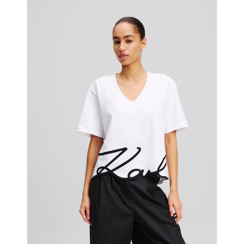 T-shirt Col En V Signature, , , Taille: Xs - Karl Lagerfeld - Modalova